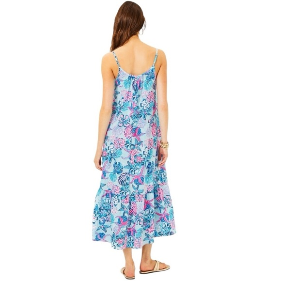 Lilly Pulitzer Amerie Linen Midi Dress Multi Bahamas Beachcomber Dress NWT Sz M - Picture 4 of 9